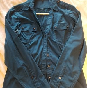 Teal button down